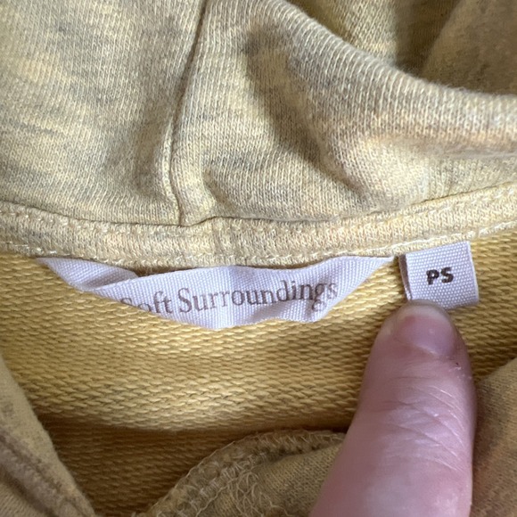 Soft Surroundings Hoodie Womens Size PS Soho Tunic Heathered Yellow Pocket Knit - Picture 3 of 8